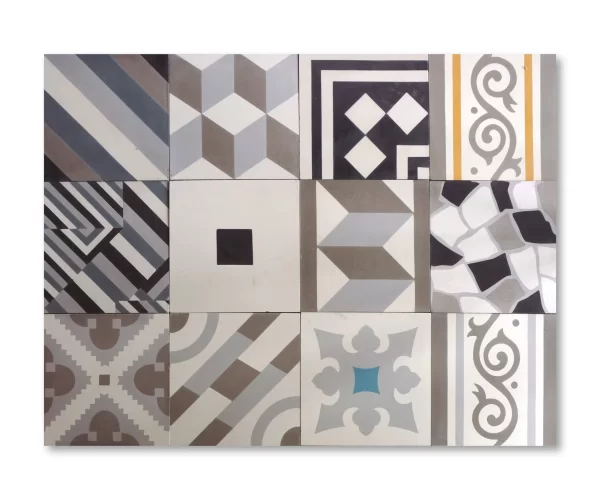 Cement Tile Patchwork Ref White